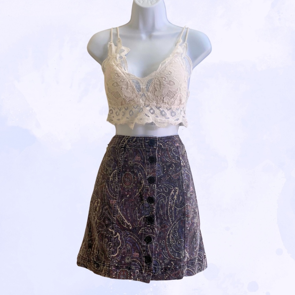 Multicolor Corduroy Button-Up Skirt